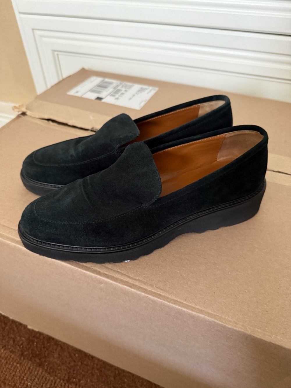 Aquatalia Black Suede Slip-On Loafers
